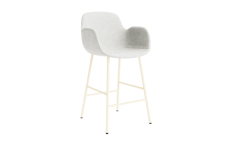 Form Barstuhl mit Armlehne 65 cm gepolstert Creme Stahl Hallingdal