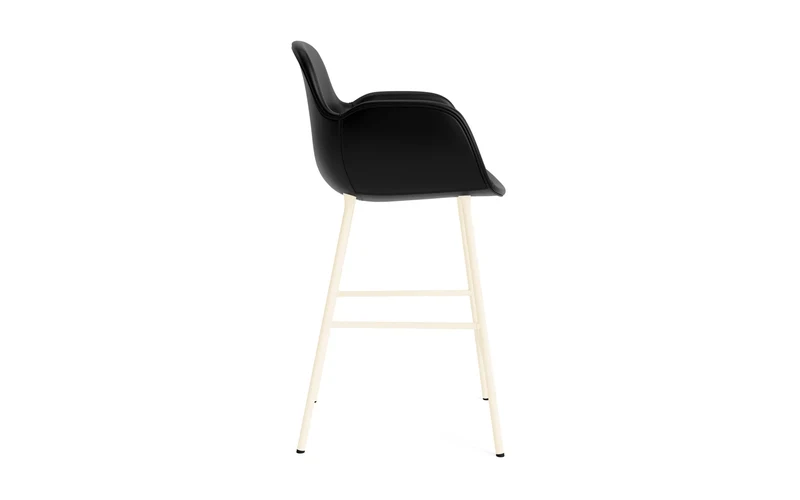 Form Barstuhl mit Armlehne 65 cm gepolstert Creme Stahl/Ultra leder