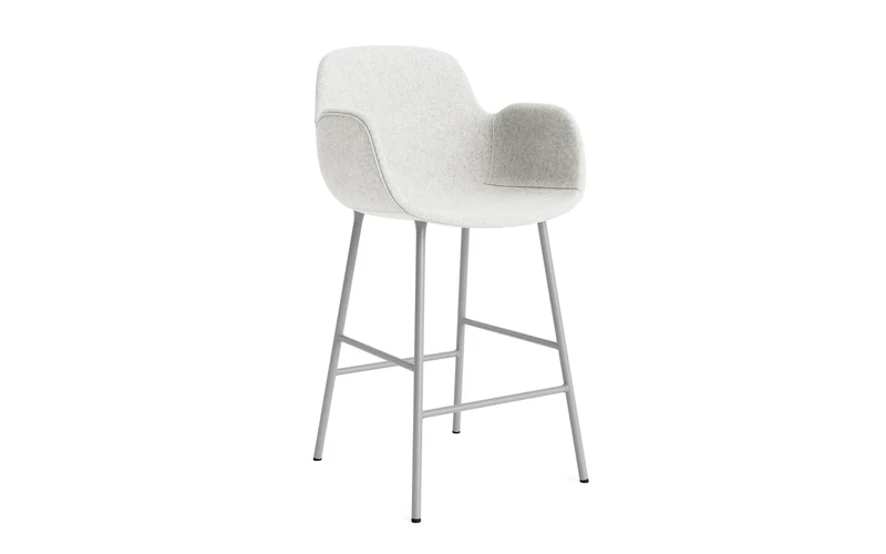 Form Barstuhl mit Armlehne 65 cm gepolstert grau Stahl/Hallingdal