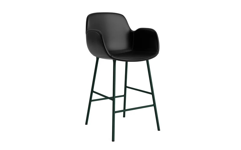 Form Barstuhl mit Armlehne 65 cm gepolstert Grün Stahl/Ultra leder