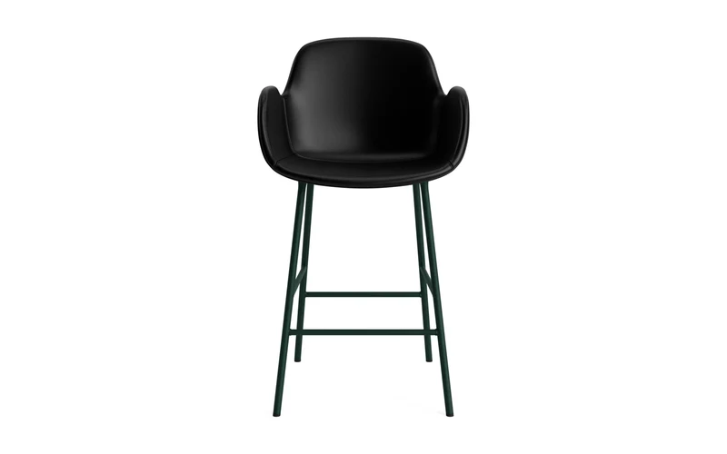 Form Barstuhl mit Armlehne 65 cm gepolstert Grün Stahl/Ultra leder