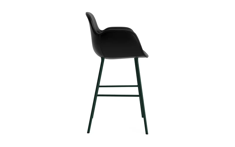 Form Barstuhl mit Armlehne 65 cm gepolstert Grün Stahl/Ultra leder