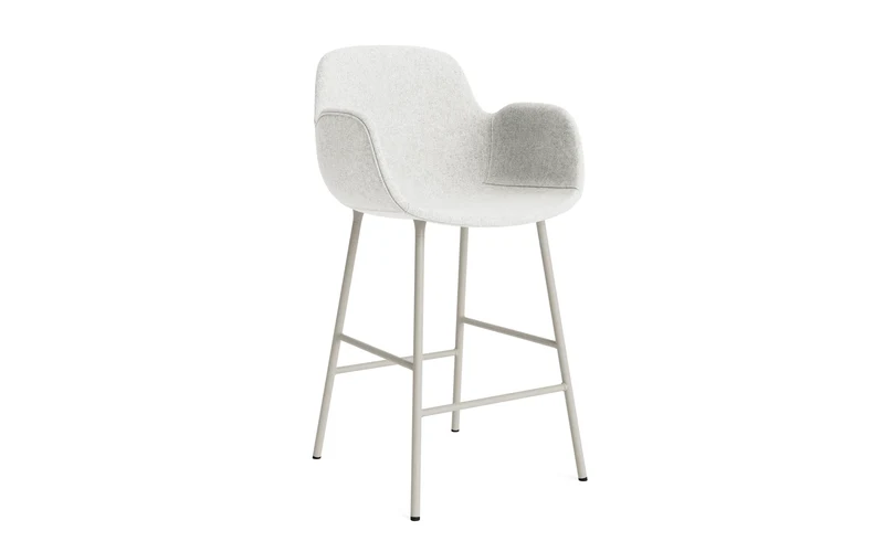 Form Barstuhl mit Armlehne 65 cm gepolstert Hellgrau Stahl Hallingdal