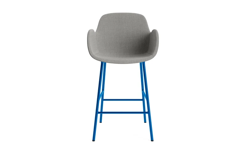 Form Barstuhl mit Armlehne 65 cm gepolstert Leuchtendes Blau Stahl/Remix