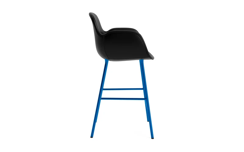Form Barstuhl mit Armlehne 65 cm gepolstert Leuchtendes blau Stahl/Ultra leder