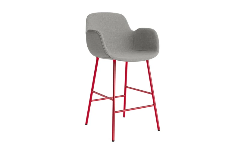 Form Barstuhl mit Armlehne 65 cm gepolstert Leuchtendes Rot Stahl/Remix