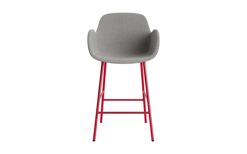 Form Barstuhl mit Armlehne 65 cm gepolstert Leuchtendes Rot Stahl/Remix