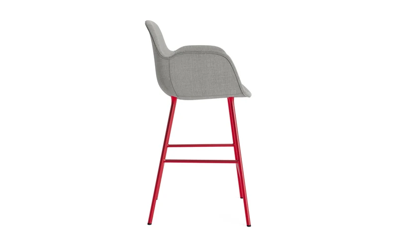 Form Barstuhl mit Armlehne 65 cm gepolstert Leuchtendes Rot Stahl/Remix