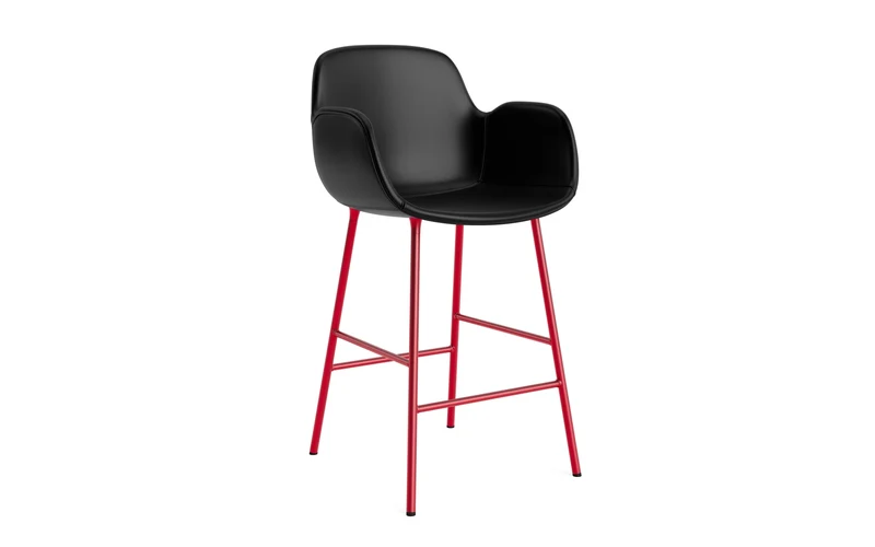 Form Barstuhl mit Armlehne 65 cm gepolstert Leuchtendes rot Stahl/Ultra leder