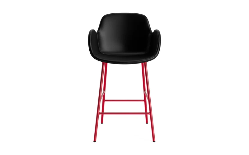 Form Barstuhl mit Armlehne 65 cm gepolstert Leuchtendes rot Stahl/Ultra leder