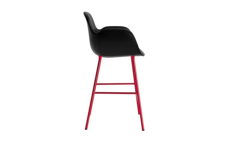 Form Barstuhl mit Armlehne 65 cm gepolstert Leuchtendes rot Stahl/Ultra leder