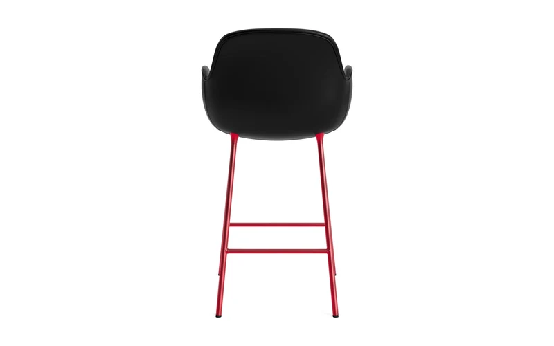 Form Barstuhl mit Armlehne 65 cm gepolstert Leuchtendes rot Stahl/Ultra leder