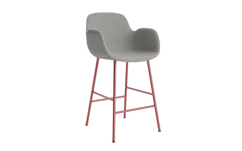 Form Barstuhl mit Armlehne 65 cm gepolstert Rot Stahl/Remix