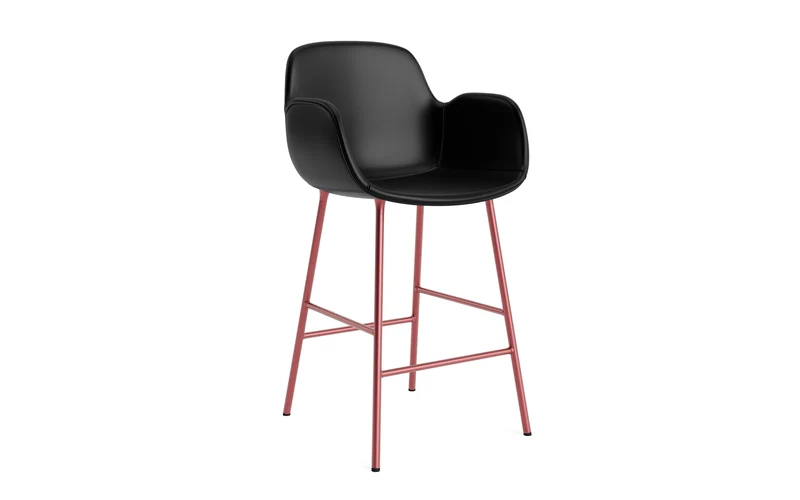 Form Barstuhl mit Armlehne 65 cm gepolstert Rot Stahl/Ultra leder