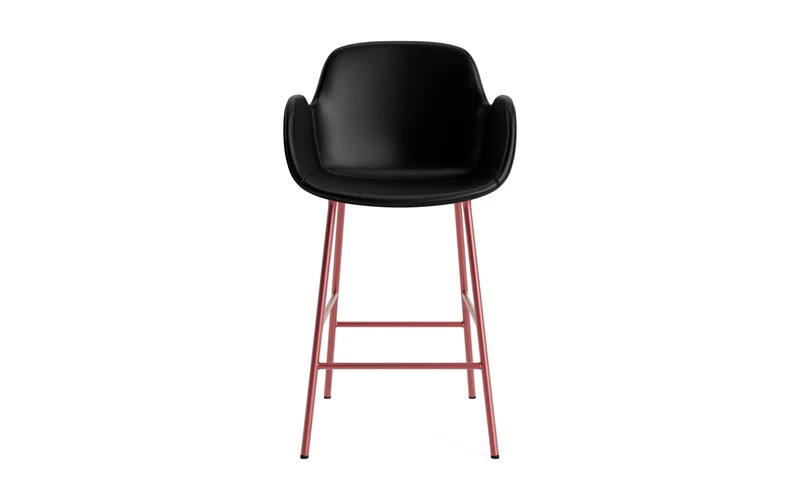Form Barstuhl mit Armlehne 65 cm gepolstert Rot Stahl/Ultra leder