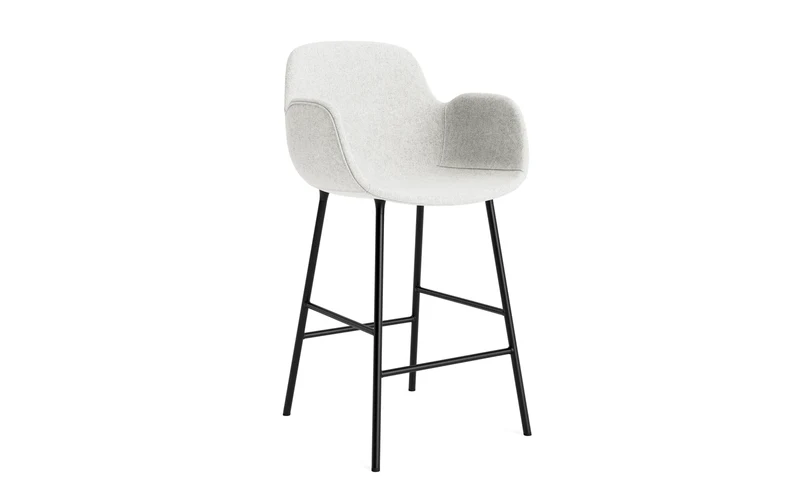 Form Barstuhl mit Armlehne 65 cm gepolstert schwarzes Stahl/Hallingdal