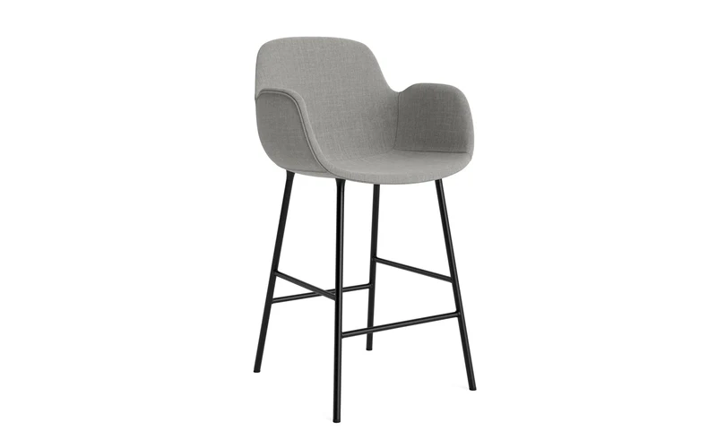 Form Barstuhl mit Armlehne 65 cm gepolstert schwarzes Stahl/Remix