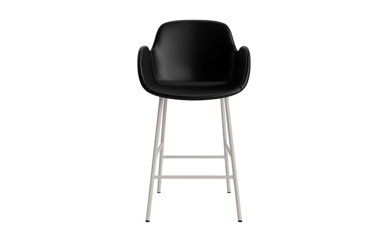 Form Barstuhl mit Armlehne 65 cm gepolstert Warmes grau Stahl/Ultra leder