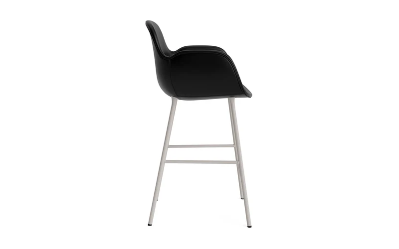Form Barstuhl mit Armlehne 65 cm gepolstert Warmes grau Stahl/Ultra leder