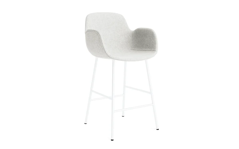 Form Barstuhl mit Armlehne 65 cm gepolstert Weiss Stahl/Hallingdal