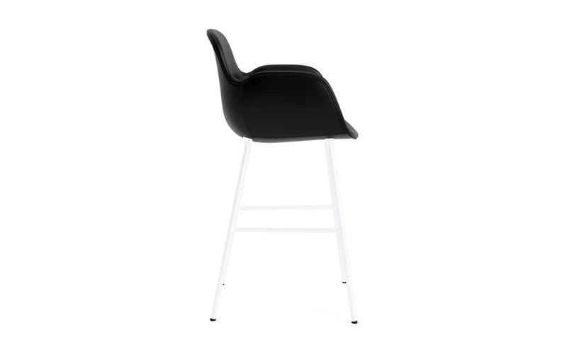 Form Barstuhl mit Armlehne 65 cm gepolstert Weiss Stahl/Ultra leder