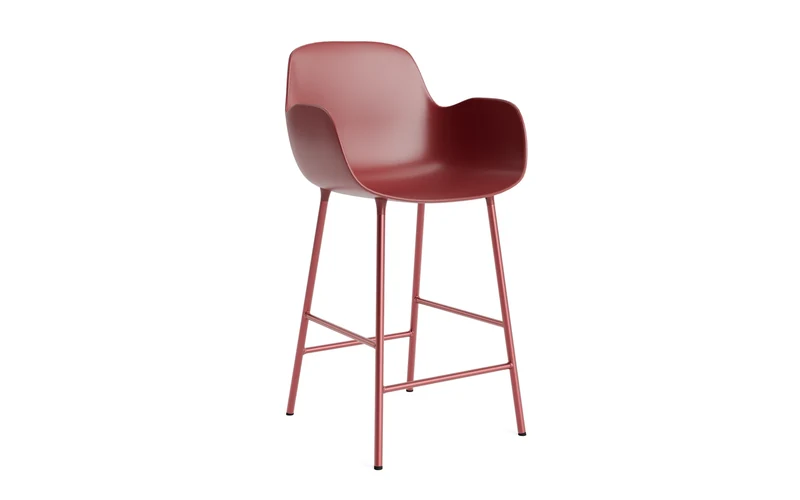 Form Barstuhl mit Armlehne 65 cm Stahl/ Rot