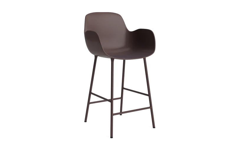 Form Barstuhl mit Armlehne 65 cm Stahl/Braun