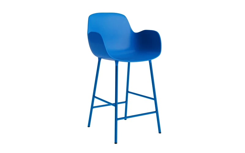 Form Barstuhl mit Armlehne 65 cm Stahl/Leuchtendes blau