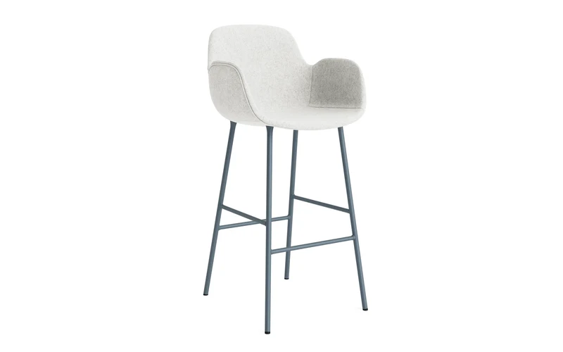 Form Barstuhl mit Armlehne 75 cm gepolstert Blau Stahl Hallingdal