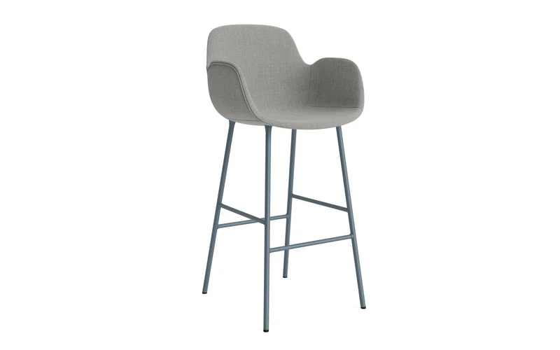 Form Barstuhl mit Armlehne 75 cm gepolstert Blau Stahl/Remix