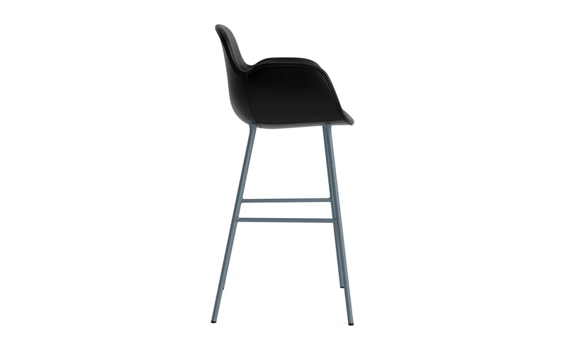 Form Barstuhl mit Armlehne 75 cm gepolstert blau Stahl/Ultra leder