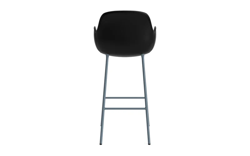 Form Barstuhl mit Armlehne 75 cm gepolstert blau Stahl/Ultra leder
