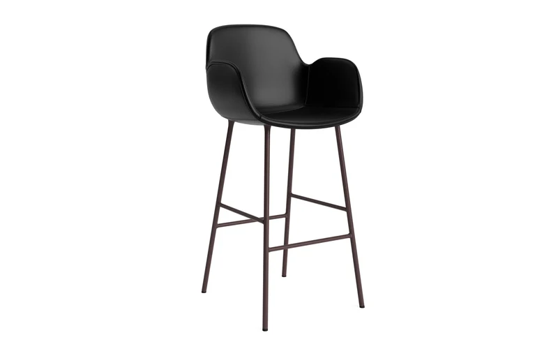 Form Barstuhl mit Armlehne 75 cm gepolstert Braun Stahl/Ultra leder