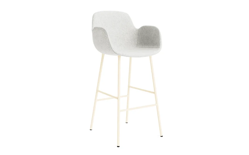 Form Barstuhl mit Armlehne 75 cm gepolstert Creme Stahl Hallingdal