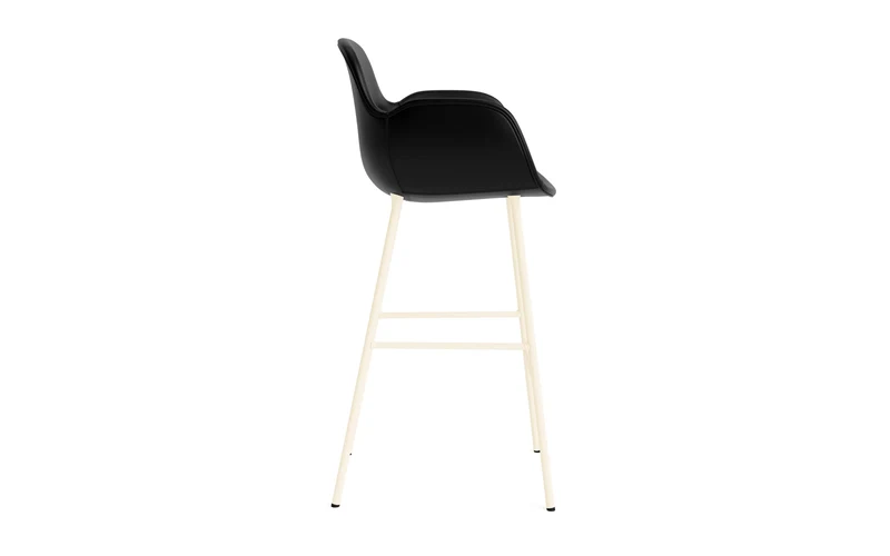 Form Barstuhl mit Armlehne 75 cm gepolstert Creme Stahl/Ultra leder