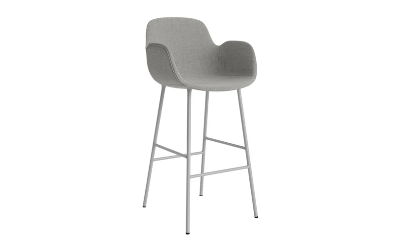Form Barstuhl mit Armlehne 75 cm gepolstert Grau Stahl/Remix