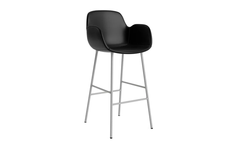 Form Barstuhl mit Armlehne 75 cm gepolstert Grau Stahl/Ultra leder