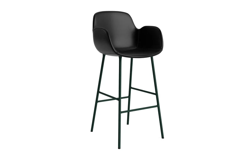 Form Barstuhl mit Armlehne 75 cm gepolstert Grün Stahl/Ultra leder