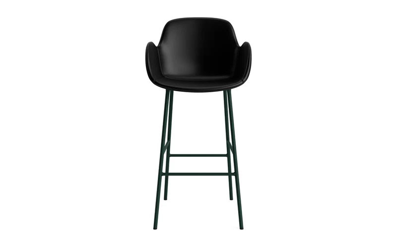 Form Barstuhl mit Armlehne 75 cm gepolstert Grün Stahl/Ultra leder