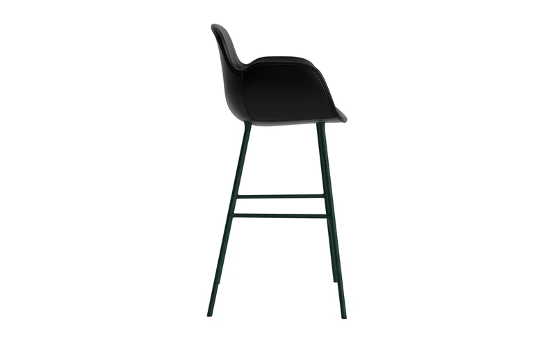 Form Barstuhl mit Armlehne 75 cm gepolstert Grün Stahl/Ultra leder