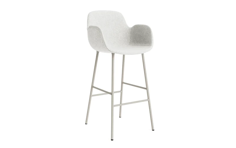 Form Barstuhl mit Armlehne 75 cm gepolstert Hellgrau Stahl Hallingdal