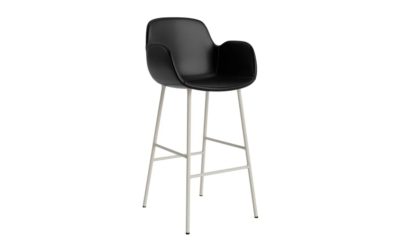 Form Barstuhl mit Armlehne 75 cm gepolstert Hellgrau Stahl/Ultra leder