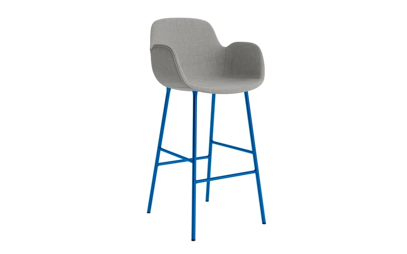 Form Barstuhl mit Armlehne 75 cm gepolstert Leuchtendes Blau Stahl/Remix
