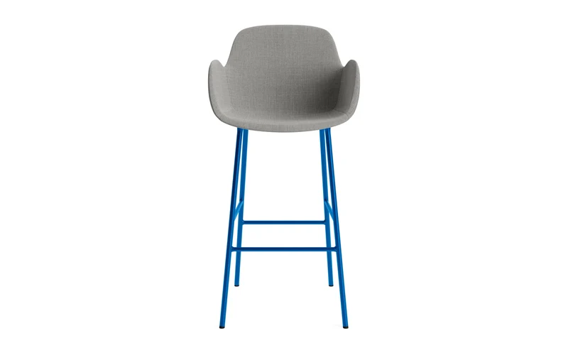 Form Barstuhl mit Armlehne 75 cm gepolstert Leuchtendes Blau Stahl/Remix