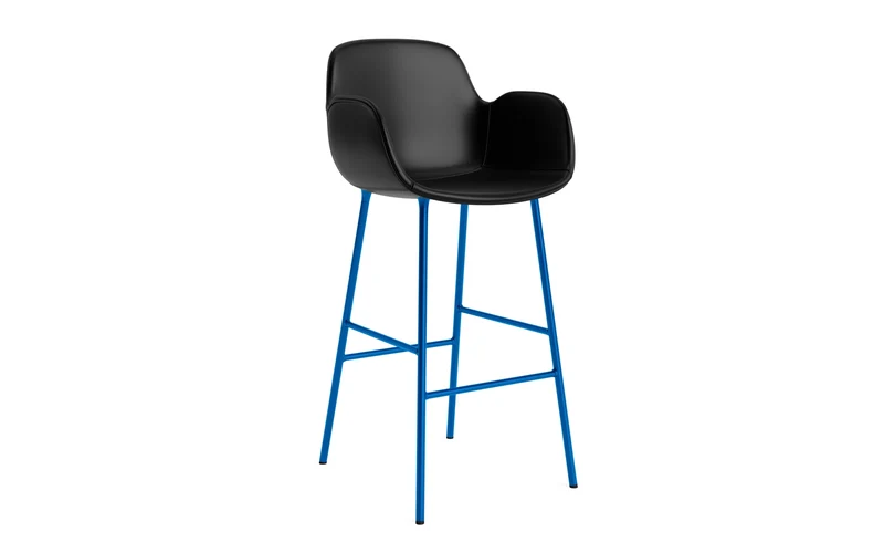 Form Barstuhl mit Armlehne 75 cm gepolstert Leuchtendes blau Stahl/Ultra leder