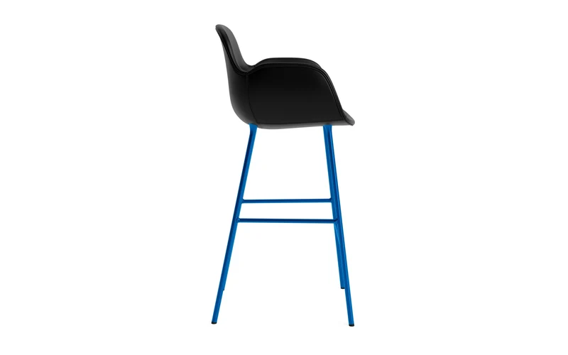 Form Barstuhl mit Armlehne 75 cm gepolstert Leuchtendes blau Stahl/Ultra leder
