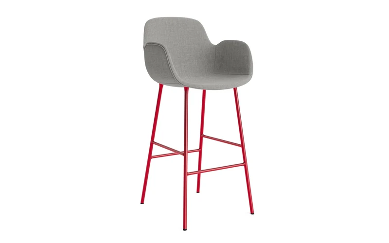 Form Barstuhl mit Armlehne 75 cm gepolstert Leuchtendes Rot Stahl/Remix