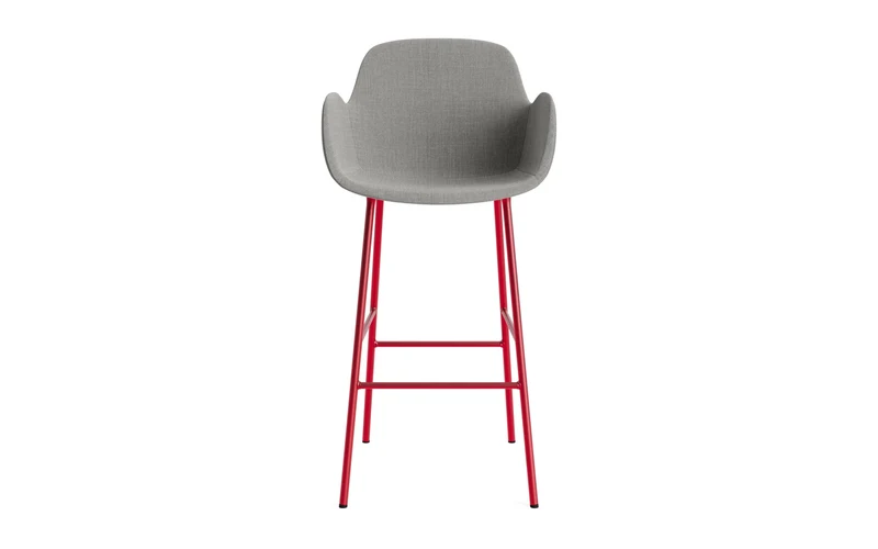 Form Barstuhl mit Armlehne 75 cm gepolstert Leuchtendes Rot Stahl/Remix