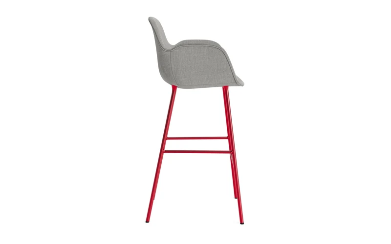 Form Barstuhl mit Armlehne 75 cm gepolstert Leuchtendes Rot Stahl/Remix