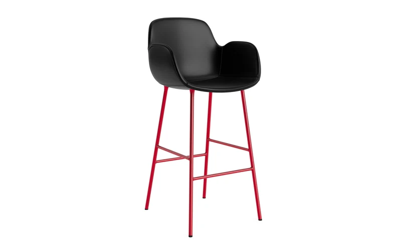Form Barstuhl mit Armlehne 75 cm gepolstert Leuchtendes rot Stahl/Ultra leder